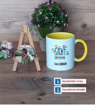 Erkek Sınıf Öğretmenine Hediye Kupa Bardak Beyaz ve Fotoğraflı Ahşap Anahtarlık Hediye Öğretmenler Günü Hediyesi (Model 7)