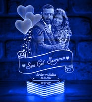 Seni Seviyorum Yazılı Sevgiliye Hediye, KİŞİYE ÖZEL Fotoğraflı 3D Led Lamba (Mavi)