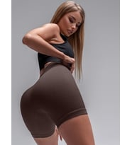 Mistirik Biker Örme Kumaş Seamless Model Fitilli Şort (Kahverengi)