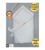 S.kahve Bebek Battaniyesi %100 Pamuklu Doğal Organik Uyku Kundağı Hastane Çıkışı Yenidoğan Hediyelik (Turuncu)