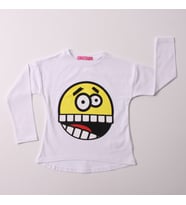 Toontoy Kız Çocuk Sweatshirt Smile Baskılı (Beyaz)