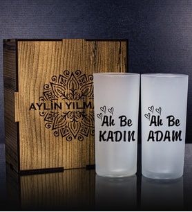eJOYA Kişiye Özel Kutusunda 2'li Rakı Bardağı Hediye Seti 107215 (Bordo)