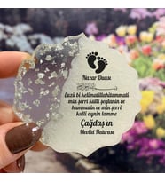 Epoksi Magnet Hediyelik - ETİKET DEĞİLDİR!! - Nazar Dualı, Ayetli Tasarım - Bebek, Doğum Günü Hatırası (Gümüş)