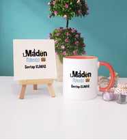 Maden Mühendisi Kupa Bardak Lacivert Dekoratif Taş Baskı (Model 6)