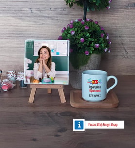 İspanyolca Öğretmeni Fotoğraflı Dekoratif Taş, Ahşap Altlıklı Türk Kahvesi Fincanı HediyeÖğretmenler Günü Hediyesi (Model 1)