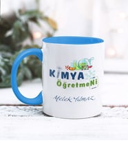 Kimya Öğretmeni Tasarımlı Kişiye Özel Kupa Bardak (Mavi)