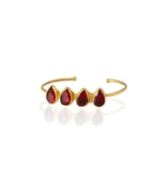 Kadir Jewellery 22 Ayar Altın Kaplama Zirkon Taşlı Ayarlanabilir Trend Bilezik (Kırmızı)
