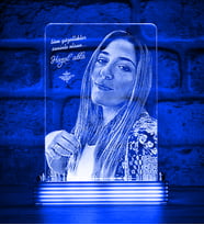 Kız Arkadaşa Hediye Kişiye Özel 3D LED Lamba (Mavi)