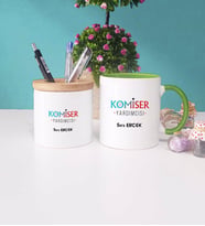 Komiser Yardımcısı Kupa Bardak Lacivert ve Kalemlik (Model 7)