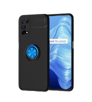 Realme 7 Pro Kılıf Zore Yüzük Standlı Ravel Silikon (Siyah-Mavi)