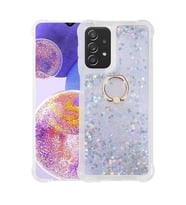 Galaxy A23 Kılıf Zore Milce Simli Pullu Yüzüklü Kılıf (Gümüş)