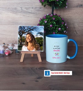 Doğum Günü Hediyesi Fotoğraflı Dekoratif Taş, Kupa Bardak Beyaz Hediye (Model 4)