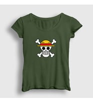 Presmono Kadın Sarı Logo Anime One Piece T-Shirt 135773tt (Haki)