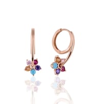 925 Ayar Gümüş Rose Kaplama  Halkalı Model  Küpe (Çok Renkli)