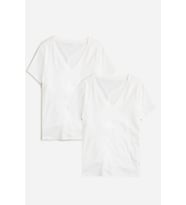 Kadın V Yaka Regular Tshirt SPR24TSK45-2 (Beyaz)