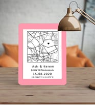 Çiftlere Özel Düğün Tarihimiz Büyük Boy Çerçeve Farklı Renk Seçenekleriyle (Pembe)