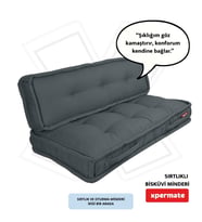 XPERMATE Bisküvi Minder Petek Önü Palet Üstü Minderi Fransız Minder Bank ve Bahçe Minderi 60X120x14 cm (Antrasit)