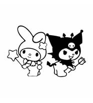 Kuromi&My Melody Araba Sticker siyah 17x11 CM (Siyah-Siyah)