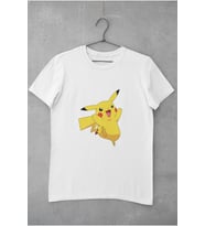 Pikachu Pokemon Çizgi Film Karakter Baskılı Tişört Kadın %100 Pamuk (Siyah)
