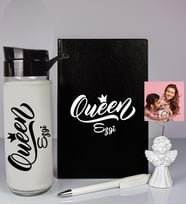 Kişiye Özel Defter Kalem Matara Ve Fotoğraflı Notluk Seti 93533 (Siyah)