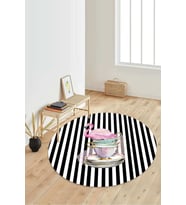 Dijital Baskılı Kaymaz Taban Yıkanabilir Yuvarlak Salon Halısı Koridor Halısı Paspas NDY-SD-404 (Çok Renkli)
