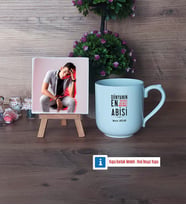 Abiye Hediye Fotoğraflı Dekoratif Taş, Kupa Bardak Beyaz Hediye (Model 5)
