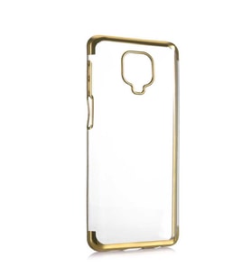 Xiaomi Redmi Note 9 Pro Kılıf Dört Köşeli Lazer Silikon Kılıf (Gold)