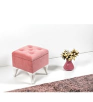 Lüks Sandıklı Tabure Puf (Pembe)