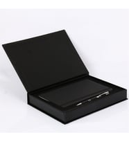 Metal Tükenmez Kalem 13 x 21 Defter Kutulu Set (Siyah)