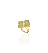 Kadir Jewellery 22 Ayar Altın Kaplama Kadın Zirkon Taşlı Yüzük (Zeytin Yeşili)