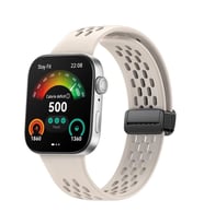 Huawei Watch Fit 3 Kordon Silikon Delikli Magnet Strap (Fit/Fit 2 Uyumlu Değildi (Krem)