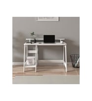 Country Ergonomik Çalışma Masası, Modern Bilgisayar Masası, Ev-Ofis (Beyaz)