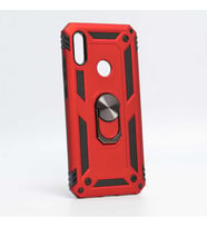 Huawei Honor 8A Uyumlu Kılıf Standlı Manyetik Yüzüklü Military Magnetic Ring Polycarbonate and TPU Case (Kırmızı)