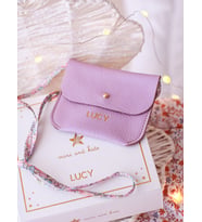 Kız Çocukları için kişiselleştirilebilir Hediye, Hakiki Deri Mini Çanta, Liberty London Kumaş Askı (Lila)