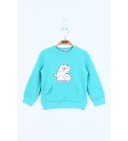 Toontoy Kız Çocuk Kuzu Baskılı Sweatshirt  (Mint Yeşili)