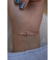 Beyaz Taşlı Oval Model 925 Ayar Gümüş Bileklik (Rose)