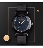 Skmei Kadın Kol Saati Rose Gold Mavi Siyah Hasır Kordon Bayan Kol Saati (Siyah)