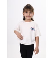 Toontoy Kız Çocuk Baskılı Tişört (Ekru)