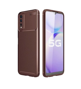 Vivo Y20 Kılıf Zore Negro Karbon Tasarım Silikon Kılıf (Kahverengi)