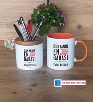 Babalar Günü Hediyesi Kalemlik, Kupa Bardak T Kişiye Özel Hediye (Model 13)