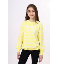 Toontoy Kız Çocuk Çizgili Sweatshirt (Açık Sarı)