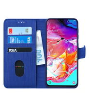 Microsonic Samsung Galaxy A70 Kılıf Fabric Book Wallet (Lacivert)