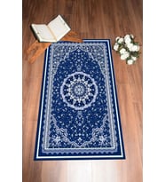 EVDEYA Dijital Baskılı Yıkanabilir Klasik Desen Hediyelik Namazlık Seccade 70x130, Seccade-40-gri, (Mavi)