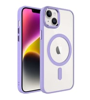 Apple iPhone 14 Kılıf Wireless Şarj Özellikli Krom Magsafe Kılıf (Lila)