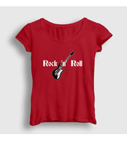 Presmono Kadın Sarı Guitar Rock And Roll T-Shirt 314781tt (Kırmızı)