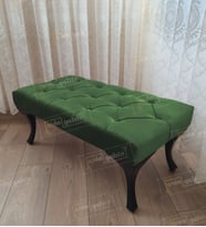 Kapitoneli Ayak Ucu Kapı Önü Antre Bench Puf Siyah Ayak (100*45) (Yeşil)