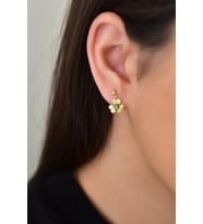 Papatya Silver 925 Ayar Gümüş Gold Kaplama Kalemli Taşlı Frezya Çiçeği Küpe (Mavi)