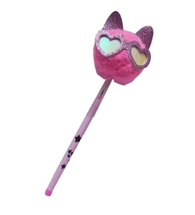 Peluş Kedi Gözlüklü Figürlü Yumurtlayan Kalem 1 Adet Kedi Gözlük Şekilli Yumurtlayan Kalem Hediye Kalem Tüylü Sevimli Kalem (Fuşya)