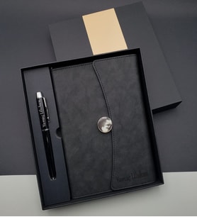 Kişiye Özel Kutulu Ajanda Kalem Hediye Seti & İsme Özel Deri Defter - Kalem & Deri Defter (Siyah)