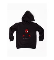Spiderman baskılı örümcek adam kapüşonlu pamuklu kumaş çocuk sweatshirt (Siyah)
